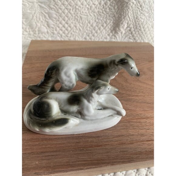 Vintage Black and White Greyhound Dog Bone China Figure Japan - Picture 8 of 10